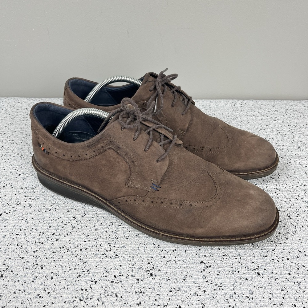 ECCO Mens 44 Soft City Walker Wingtip Shoes Brown‎ Suede Oxford Casual US 10